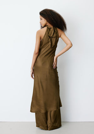 Grace & Mila Bella Halter Neck Midi Dress, Green