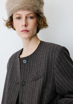 Grace & Mila Bruna Pinstripe Jacket, Brown