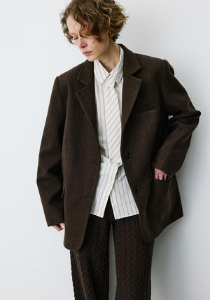 Grace & Mila Behati Faux Pocket Detail Blazer, Brown