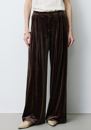 Grace & Mila Benson Suede Wide Leg Trousers, Brown
