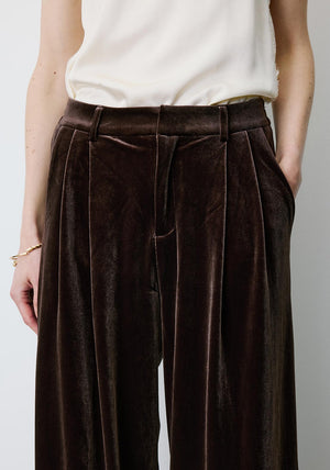 Grace & Mila Benson Suede Wide Leg Trousers, Brown