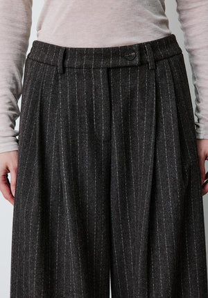 Grace & Mila Baldwin Pinstripe Wide Leg Trousers, Brown
