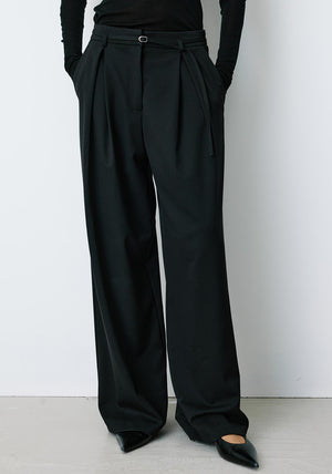 Grace & Mila Barclay Belted Wide Leg Trousers, Black