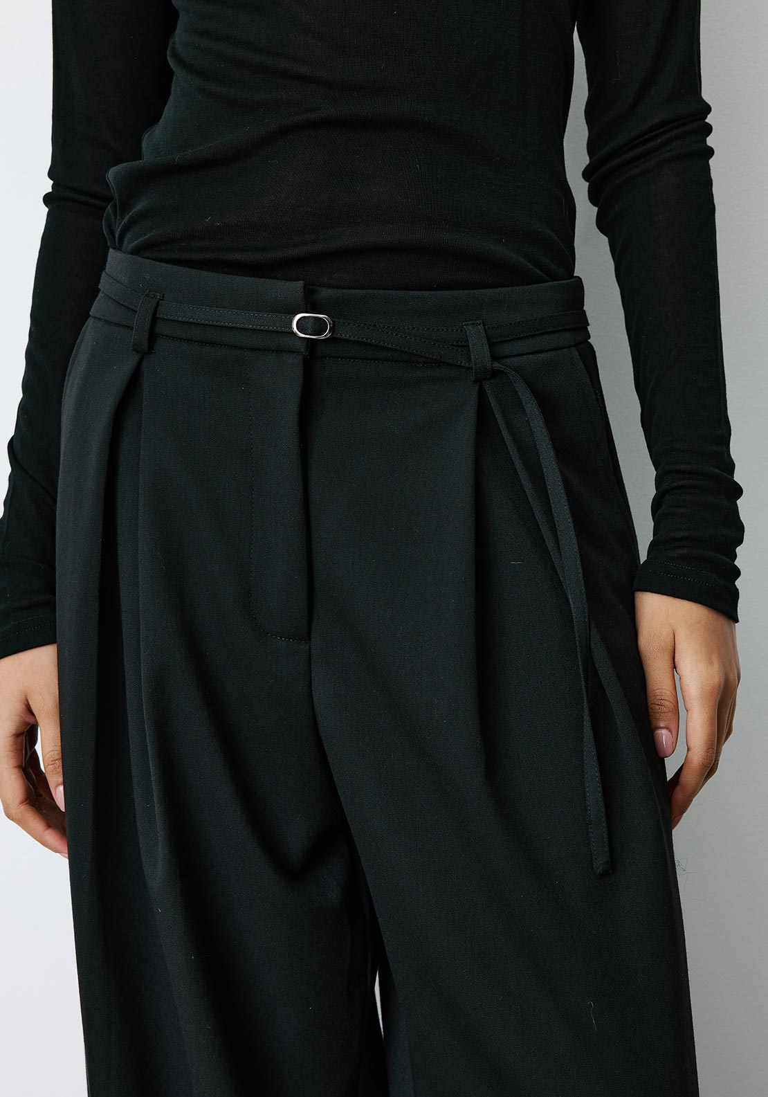 Grace & Mila Barclay Belted Wide Leg Trousers, Black