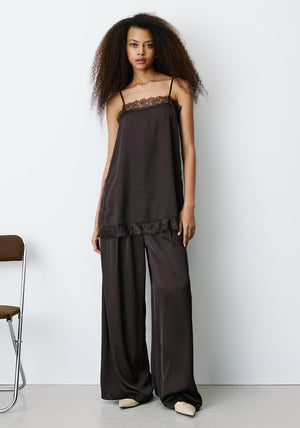 Grace & Mila Blossom Lace Detail Top, Brown