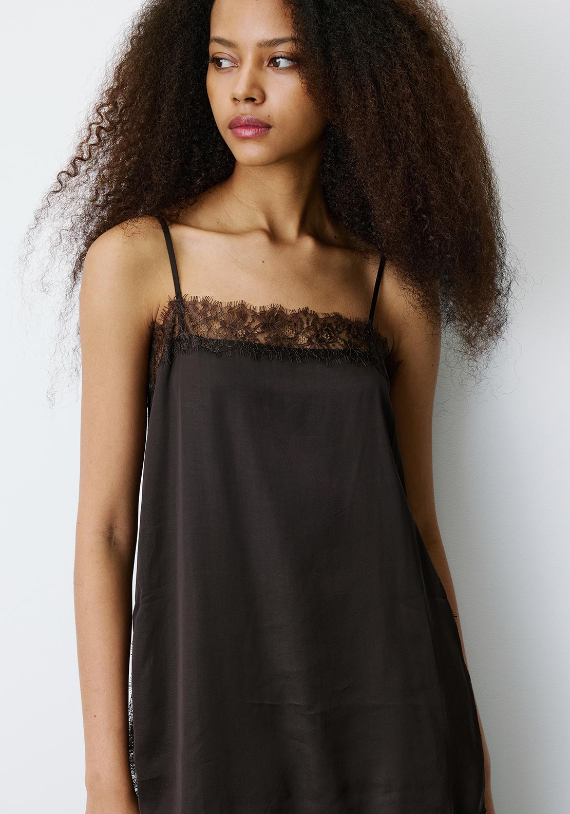 Grace & Mila Blossom Lace Detail Top, Brown