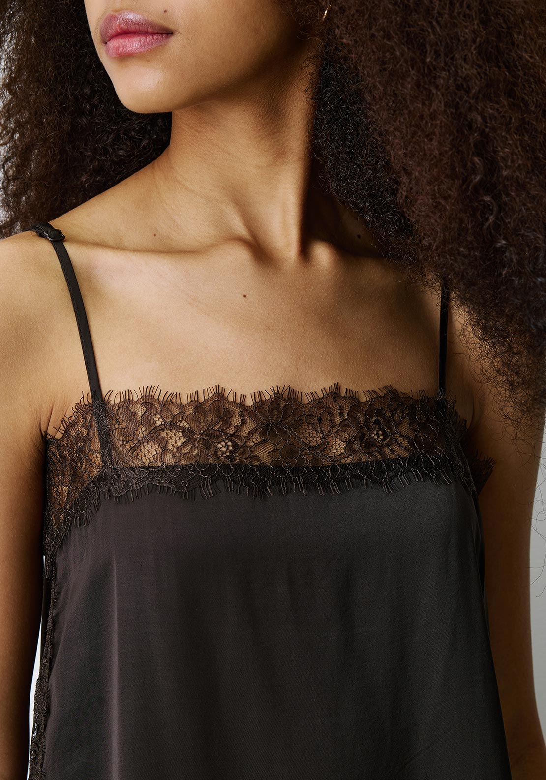Grace & Mila Blossom Lace Detail Top, Brown
