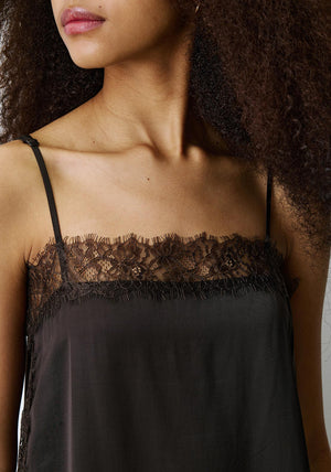 Grace & Mila Blossom Lace Detail Top, Brown