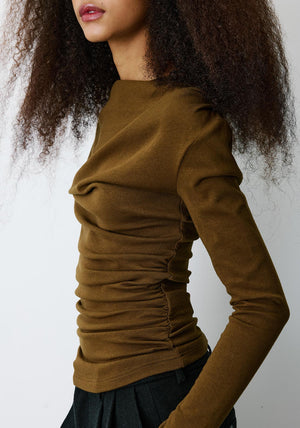 Grace & Mila Biscotte Ruched Top, Green