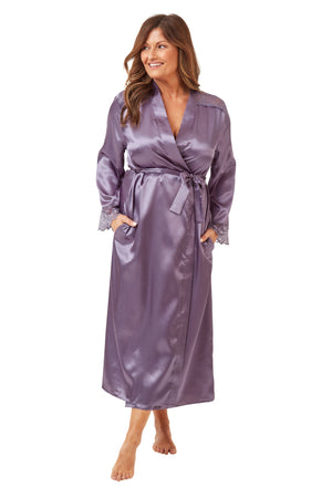 Marlon Long Sleeve Satin Lace Wrap, Faded Plum