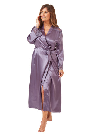 Marlon Long Sleeve Satin Lace Wrap, Faded Plum
