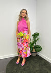 Y.A.S Lingo Watercolour Inspired Satin Midi Skirt, Pink Lavender