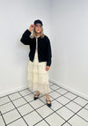 Serafina Collection One Size Tiered Tulle Midi Skirt, Cream