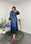 Vila Vienna Ravenna Wrap Ankle Dress, Navy Blazer