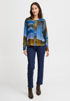Fransa Ombre Print Blouse, Blue Multi