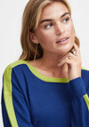 Fransa Contrast Rib Trim Sweater, Royal Blue & Lime