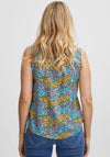 Fransa Floral Button Sleeveless Top, Blue Multi
