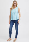 Fransa Hot Crepe Sleeveless Top, Pale Blue