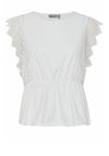 Fransa Lace Panel Peplum Top, White