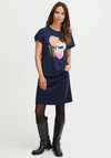 Fransa Floral Bud Graphic T-Shirt, Navy
