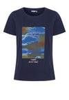 Fransa Watercolour Graphic T-Shirt, Navy