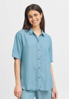 Fransa Evelyn Short Sleeve T-Shirt, Light Blue Denim