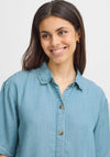 Fransa Evelyn Short Sleeve T-Shirt, Light Blue Denim