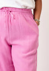Freequent Lava Linen Cropped Trousers, Fuchsia Pink
