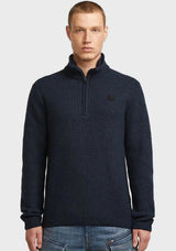 G-Star Raw Double Collar Half Zip Knit Jumper, Navy