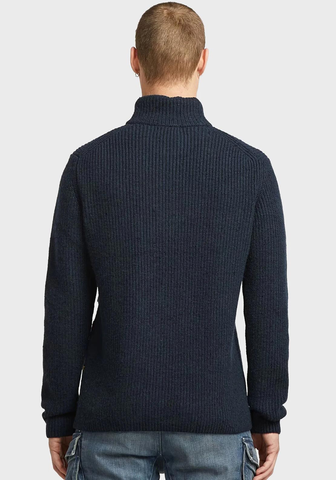 G-Star Raw Double Collar Half Zip Knit Jumper, Navy