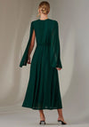 Jolie Moi Amira Cape Sleeve Wrap Dress, Dark Green