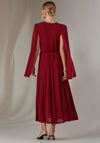 Jolie Moi Amira Cape Sleeve Wrap Dress, Dark Red