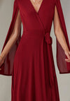 Jolie Moi Amira Cape Sleeve Wrap Dress, Dark Red