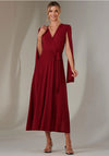 Jolie Moi Amira Cape Sleeve Wrap Dress, Dark Red
