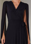 Jolie Moi Amira Cape Sleeve Wrap Dress, Navy