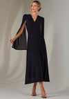 Jolie Moi Amira Cape Sleeve Wrap Dress, Navy