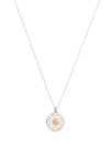 Galway Crystal Hearts & Shamrocks Pendant Necklace, Silver & Rose Gold
