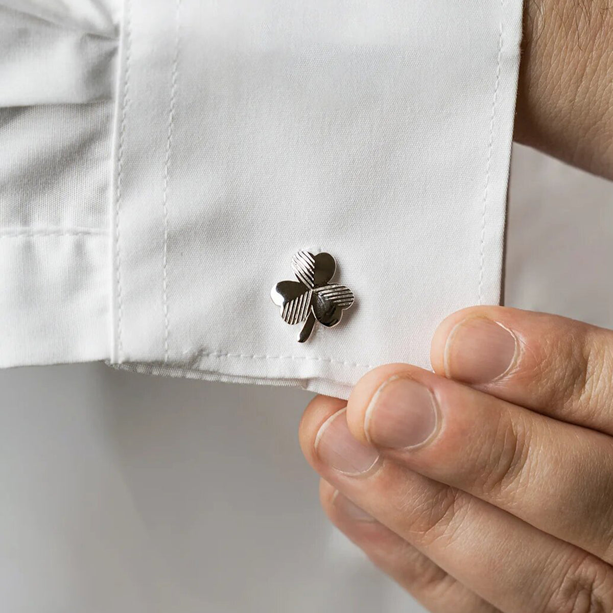 Galway Crystal Shamrock Cufflinks, Silver