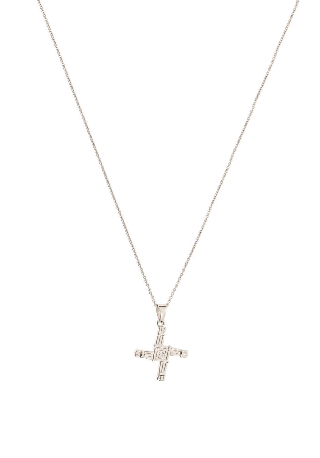 Galway Crystal St. Bridget's Cross Pendant Necklace, Silver