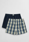 Gant 2 Pack Check Boxer Shorts, Dark Blue Multi