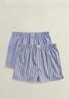 Gant 2 Pack Cotton Stripe Boxer Shorts, Blue Multi