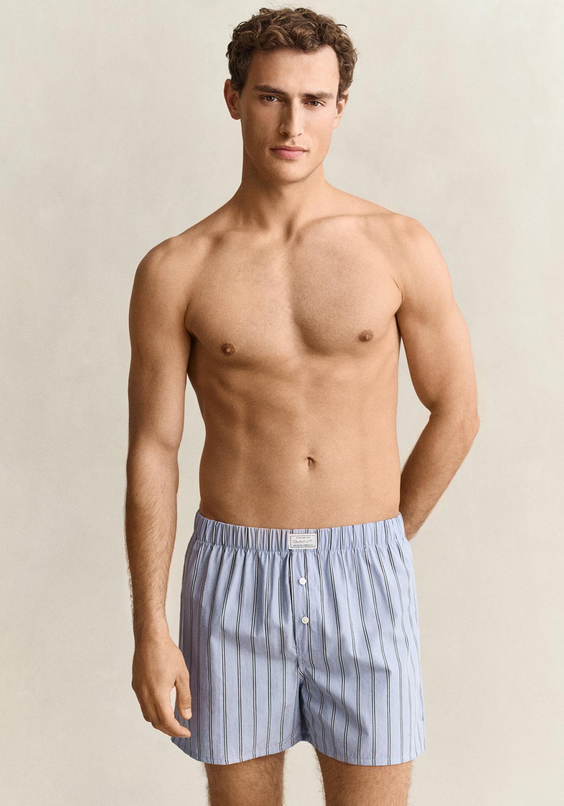 Gant 2 Pack Cotton Stripe Boxer Shorts, Blue Multi