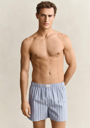 Gant 2 Pack Cotton Stripe Boxer Shorts, Blue Multi