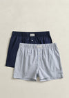 Gant 2 Pack Cotton Stripe Boxer Shorts, Navy Multi