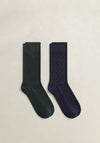 Gant 2-Pack Dot & Rib Socks Gift Box, Navy & Green