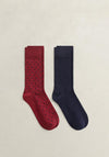 Gant 2-Pack Dot & Rib Socks Gift Box, Plumped Red & Navy
