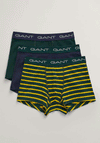 Gant 3 Pack Logo Cotton Stretch Trunks, Tartan Green