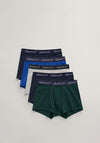 Gant 5 Pack Cotton Stretch Trunks, Tartan Green Multi