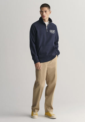 Gant Arch Graphic Half Zip Sweatshirt, Evening Blue
