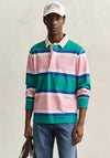 Gant Blocked Stripe Rugby Shirt, Aqua Blue Multi